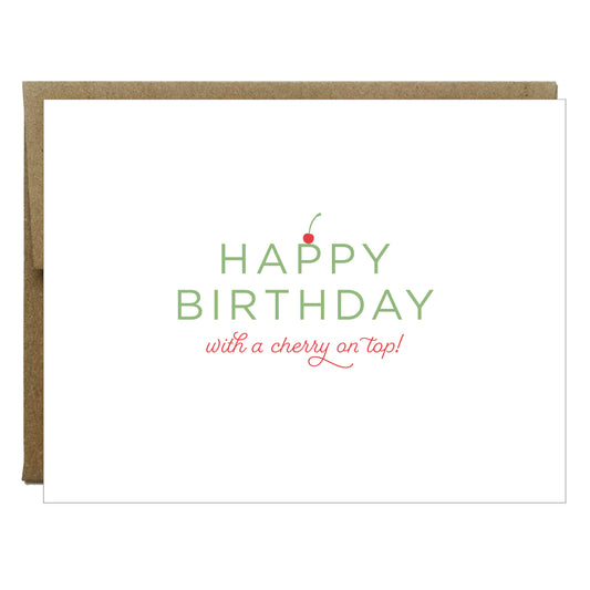 Cherry on Top Happy Birthday Letterpress Greeting Card