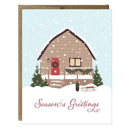 Snowy Cottage Season's Greetings Greeting Card - 8 pack