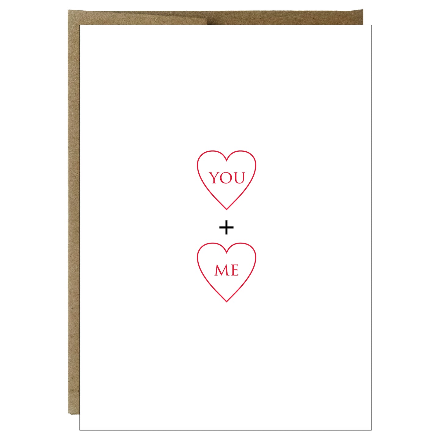 Carte de vœux typographique You + Me Hearts
