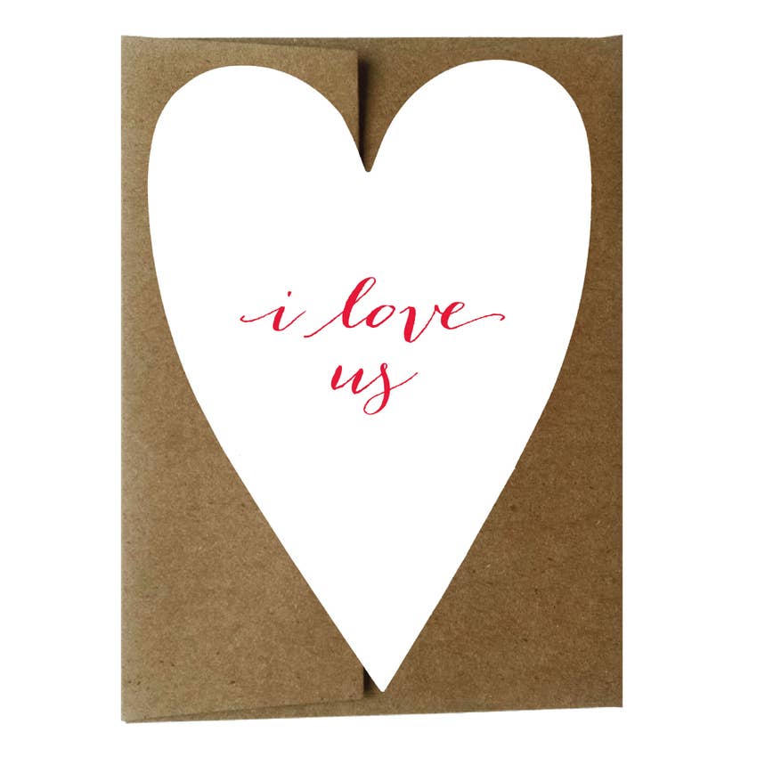 I Love Us Heart Shaped Letterpress Greeting Card - Idea Chíc