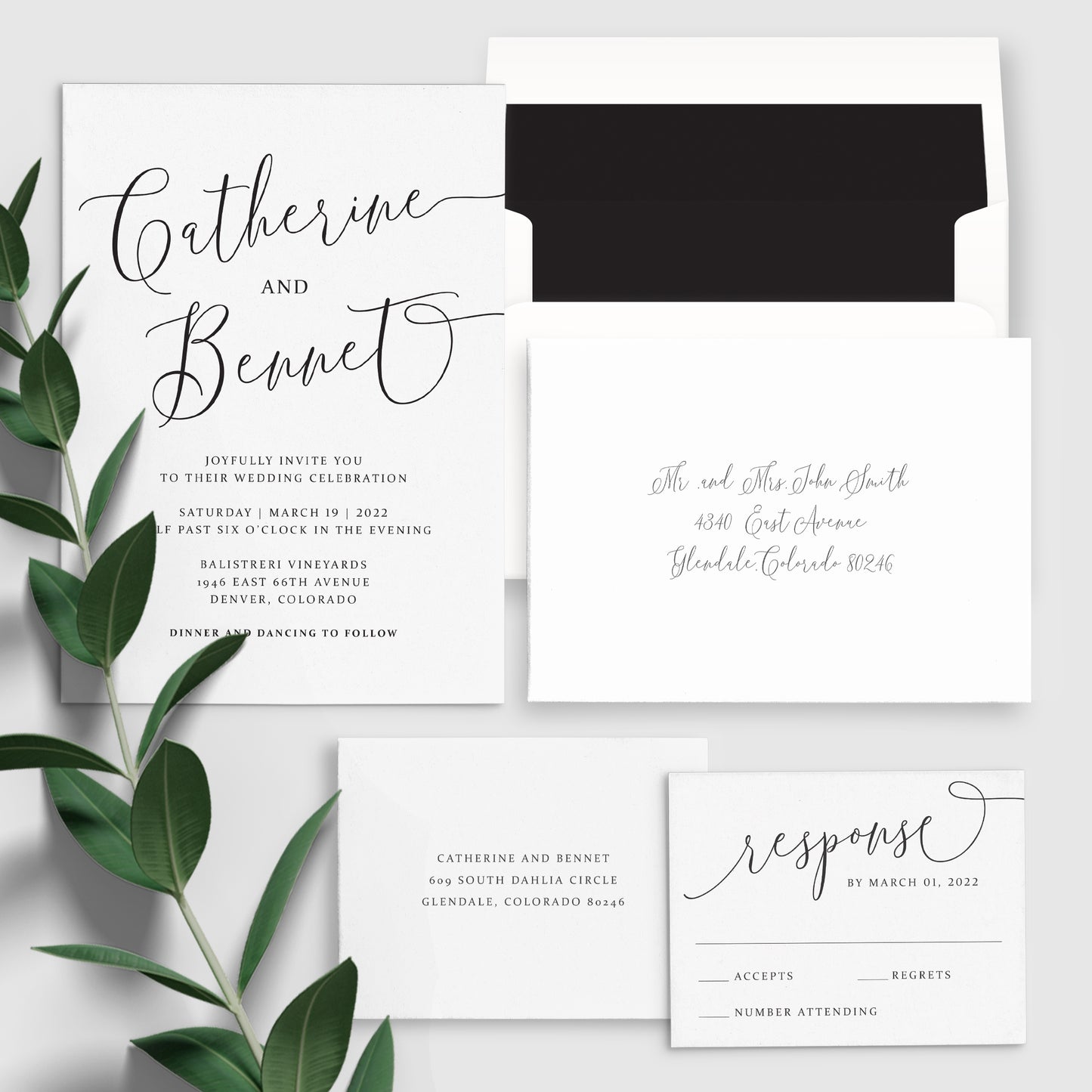 Fancy Script Wedding Invitation