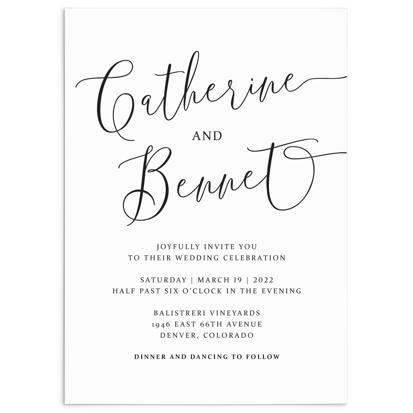 Fancy Script Wedding Invitation