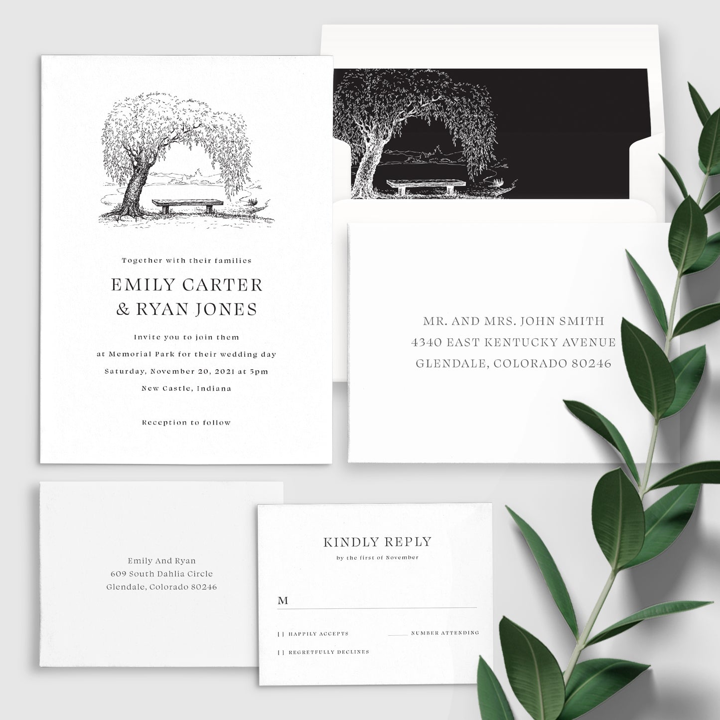 Whimsical Tree Wedding Invitation