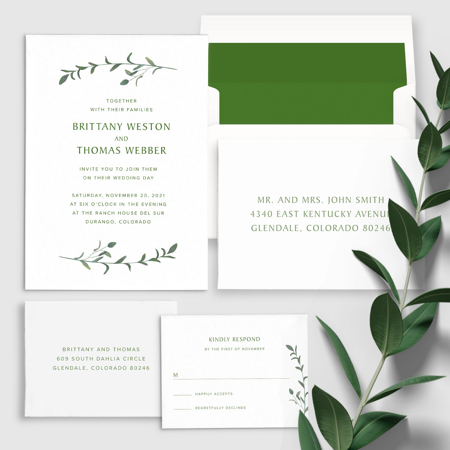 Greenery Wedding Invitation