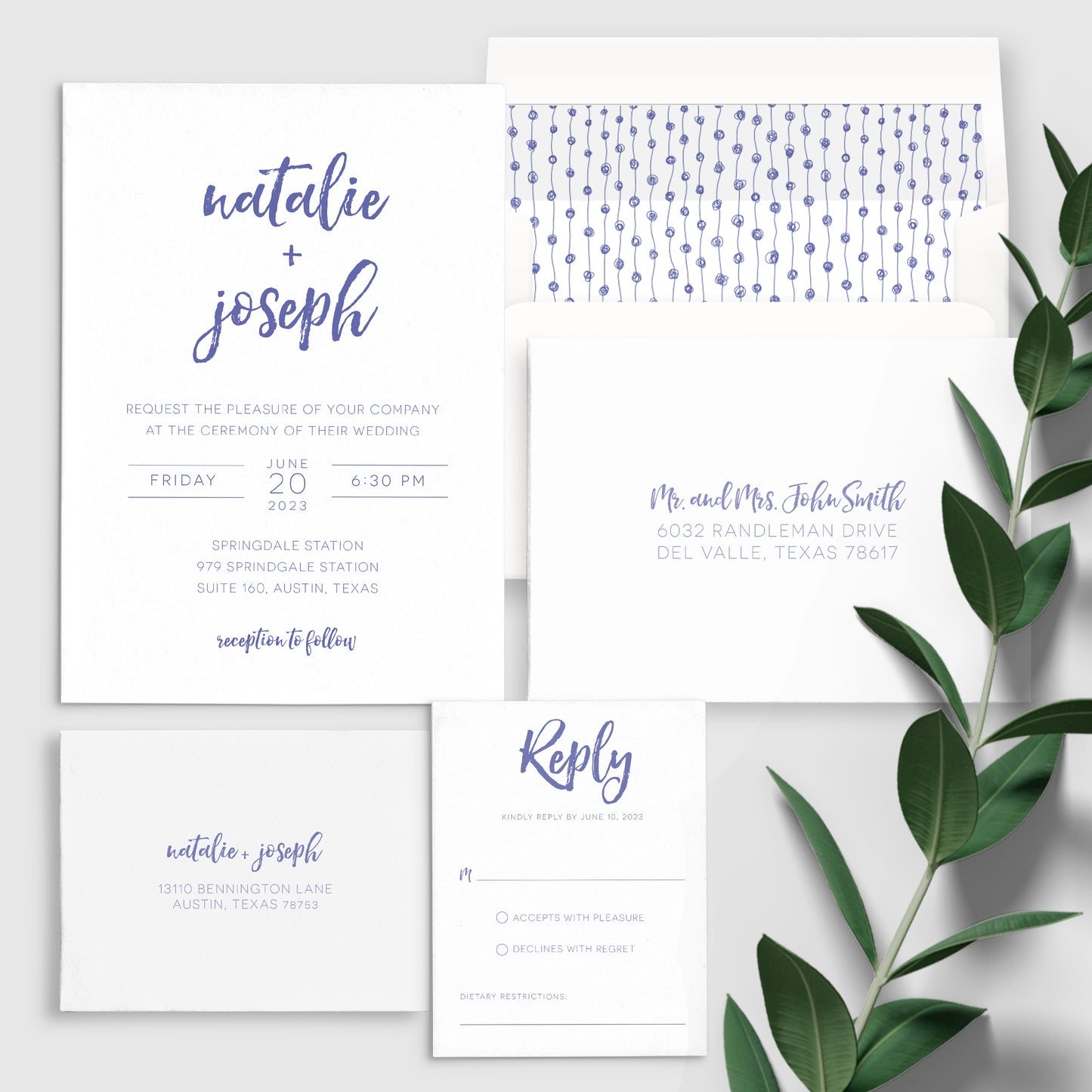 Modern Brush Wedding Invitation