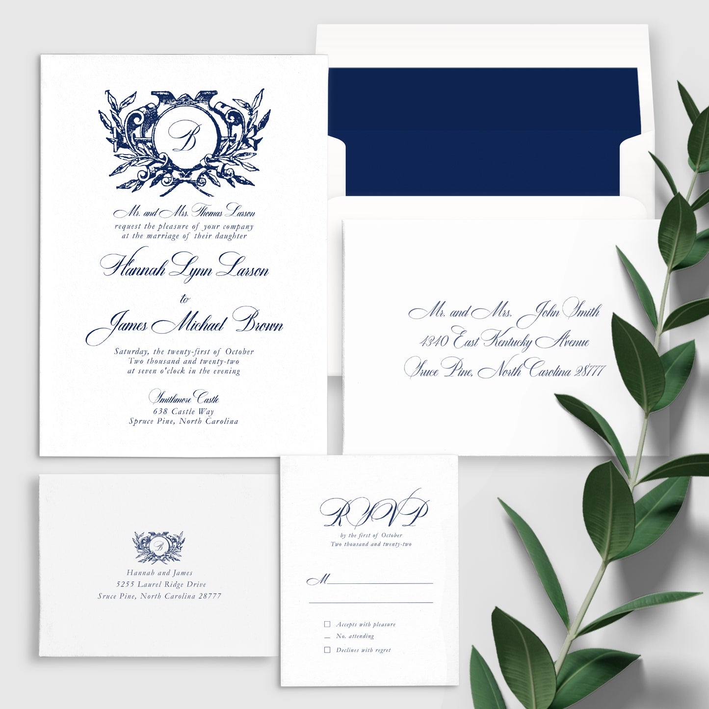 Vintage Crest Wedding Invitation
