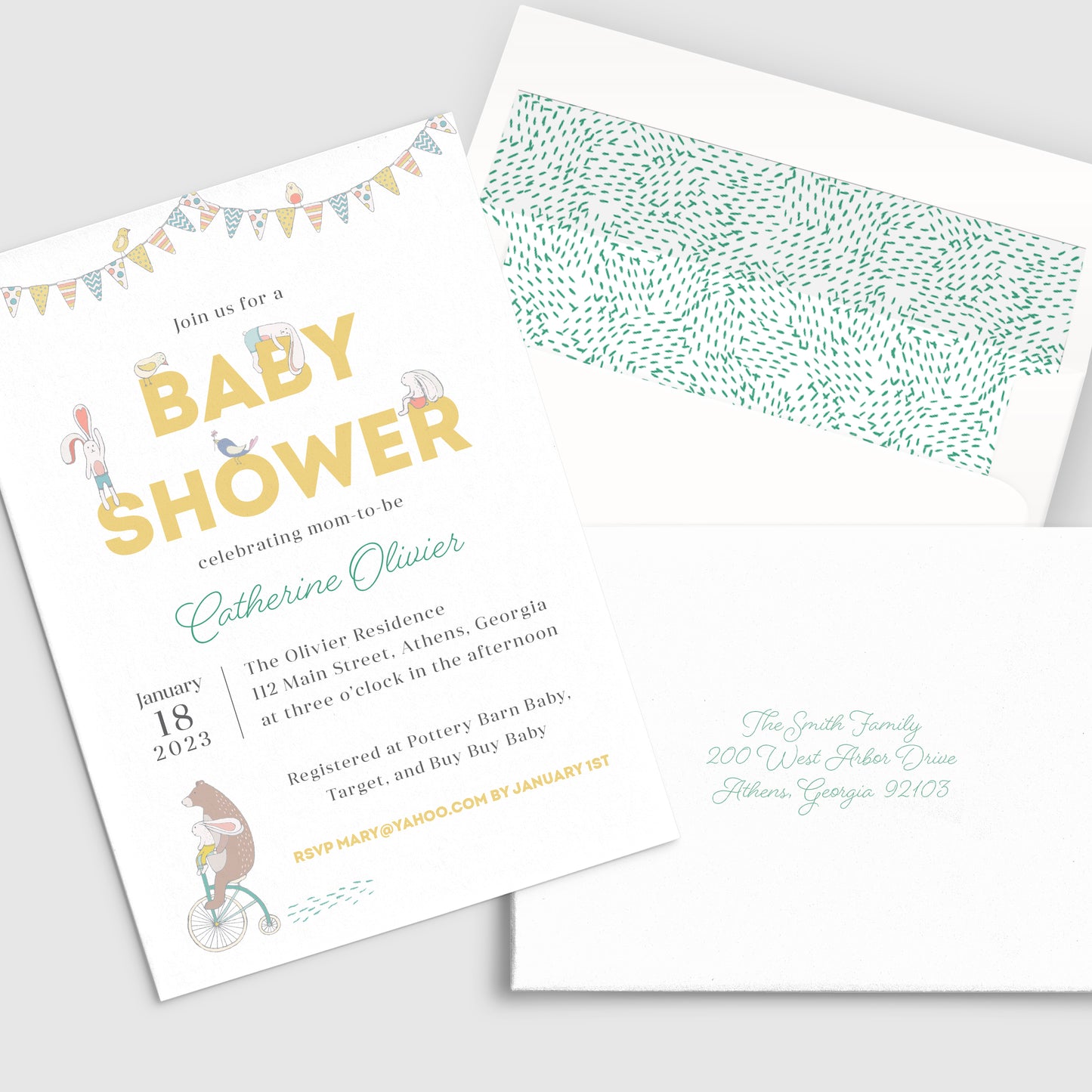 Cute Animals Baby Shower Invitation