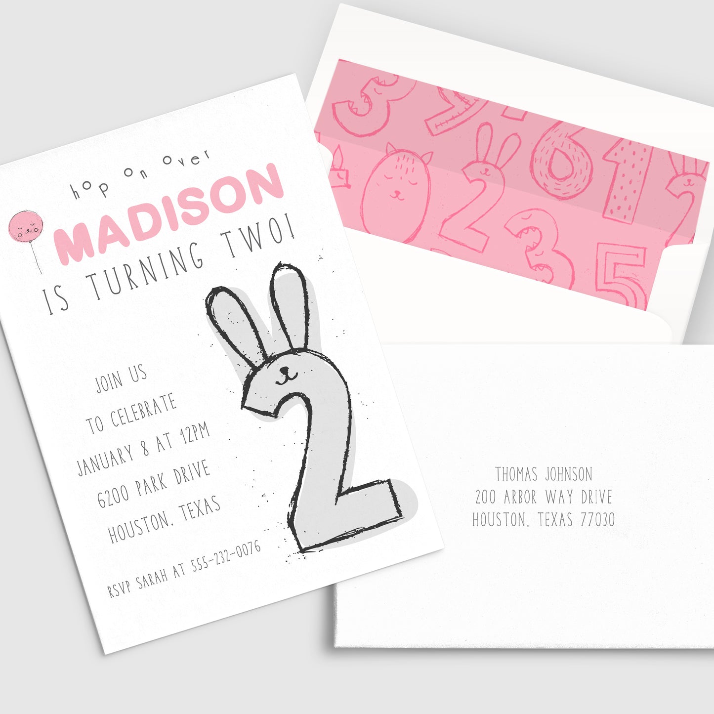 Hop On Over 2nd Birthday Invitation