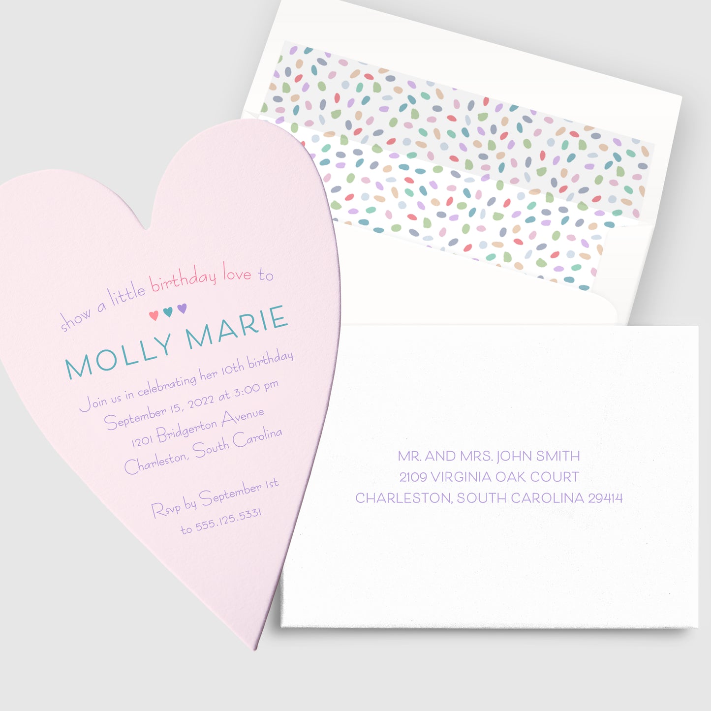 A Little Love Heart Shaped Birthday Party Invitation