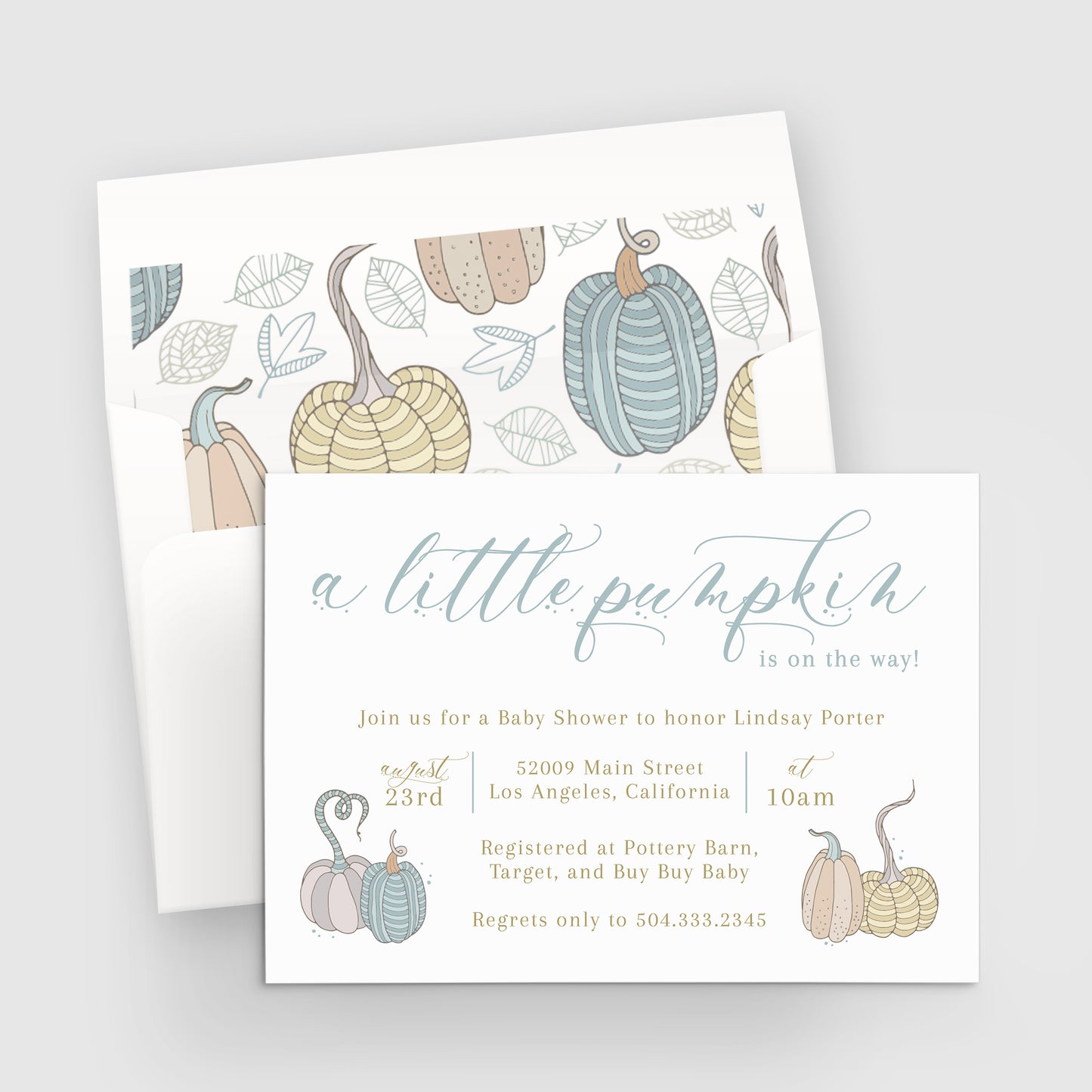 Pumpkin on the Way Baby Shower Invitation