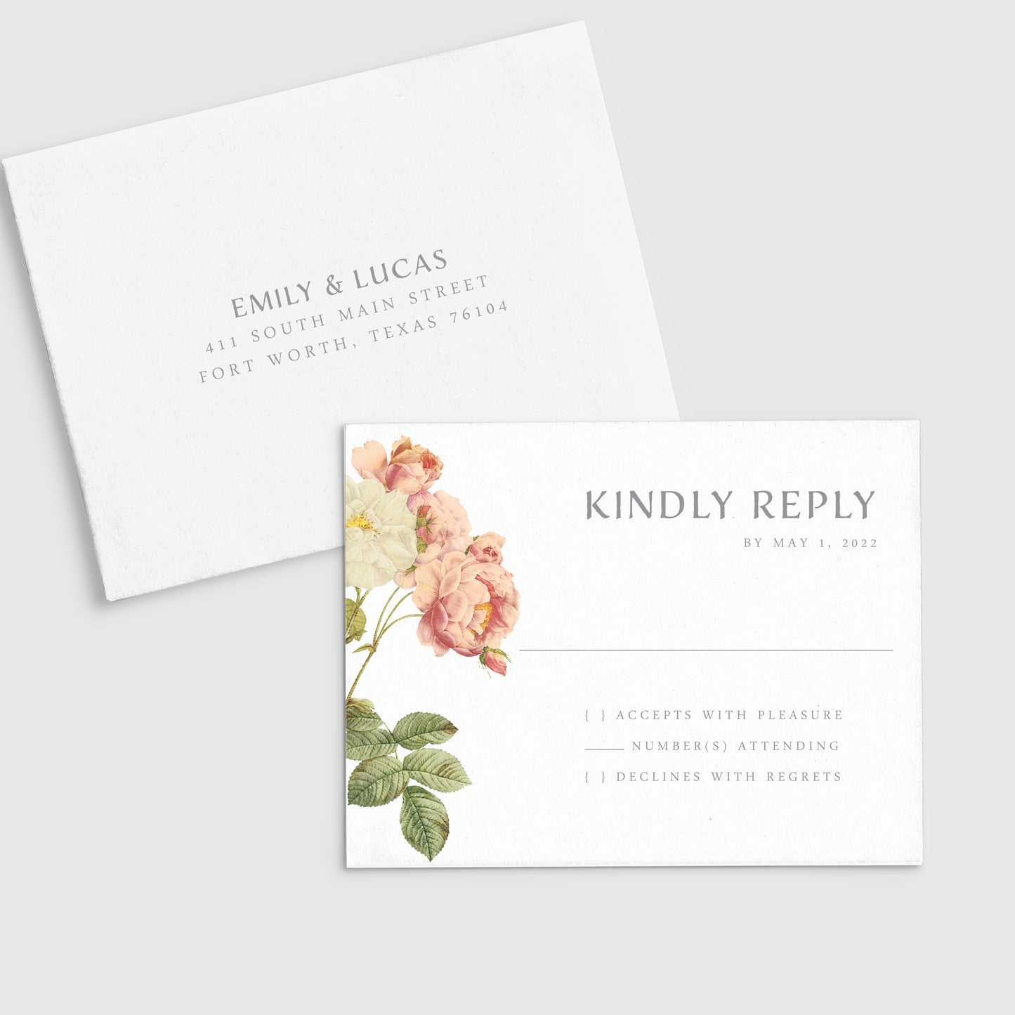 Blush Roses Wedding Invitation