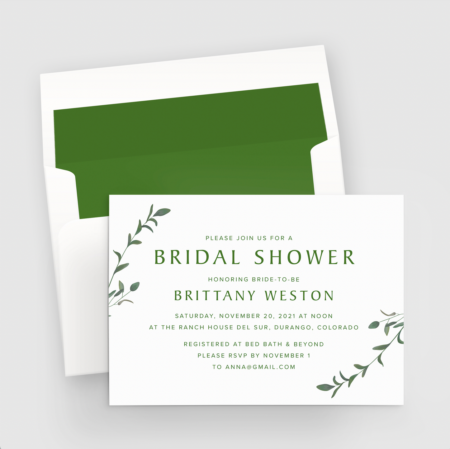 Greenery Bridal Shower Invitation