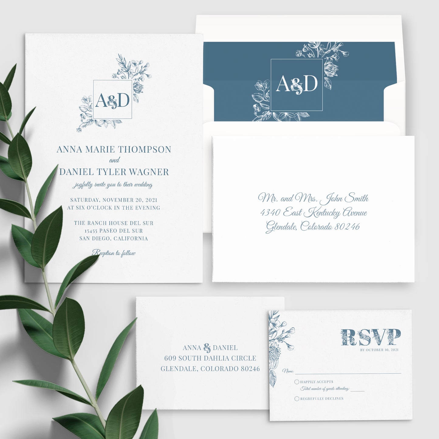 Faire-part de mariage de jardin d’ombre