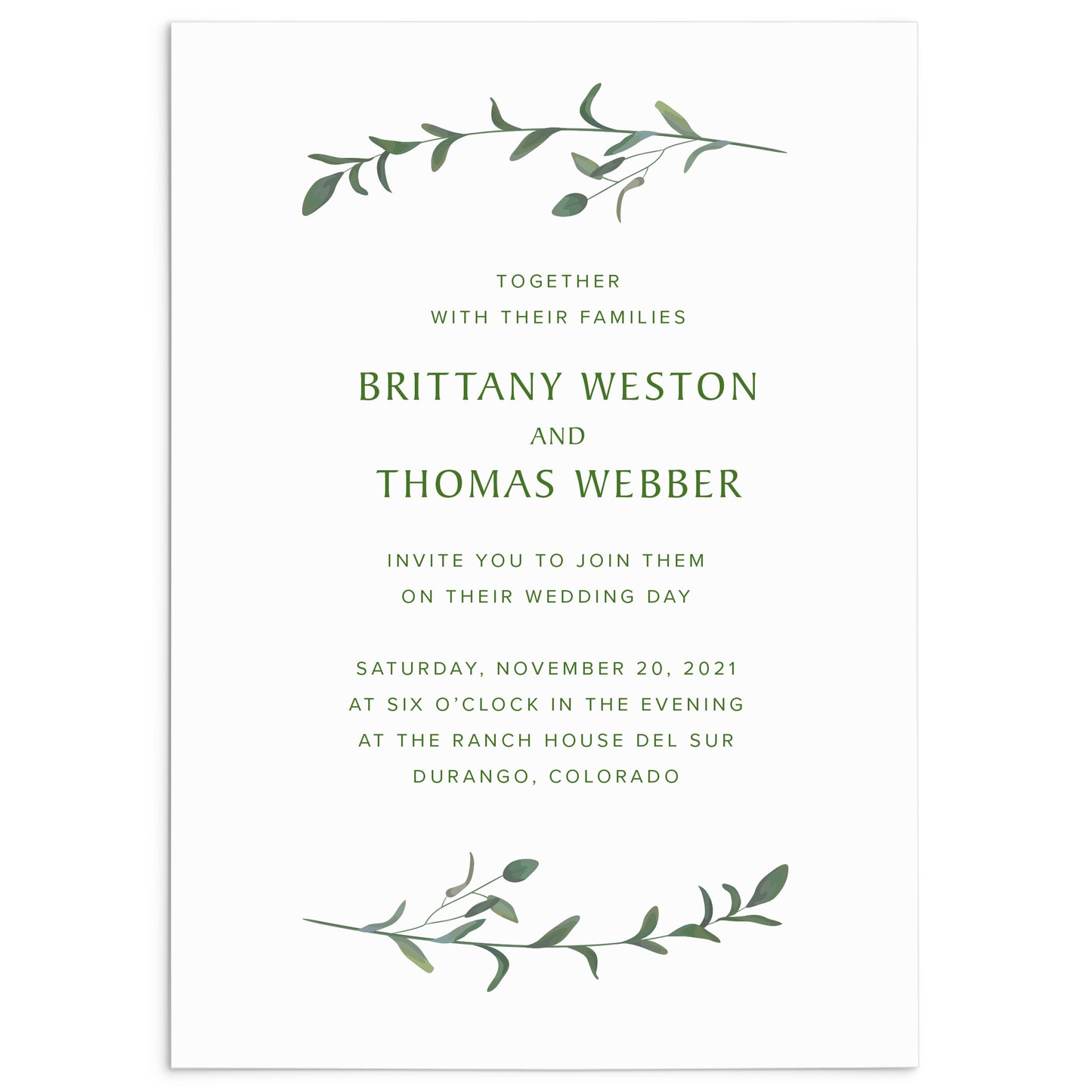 Greenery Wedding Invitation