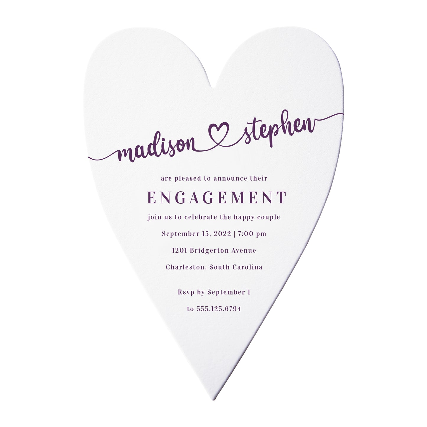 Invitation à une fête de fiançailles en forme de coeur