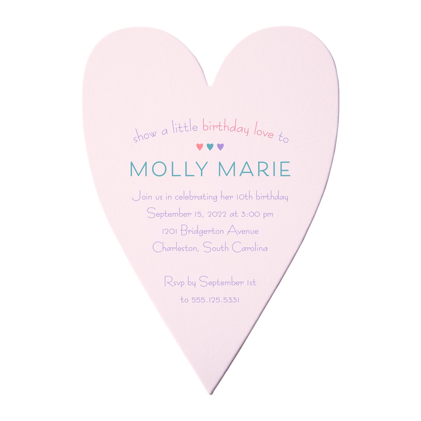 A Little Love Heart Shaped Birthday Party Invitation