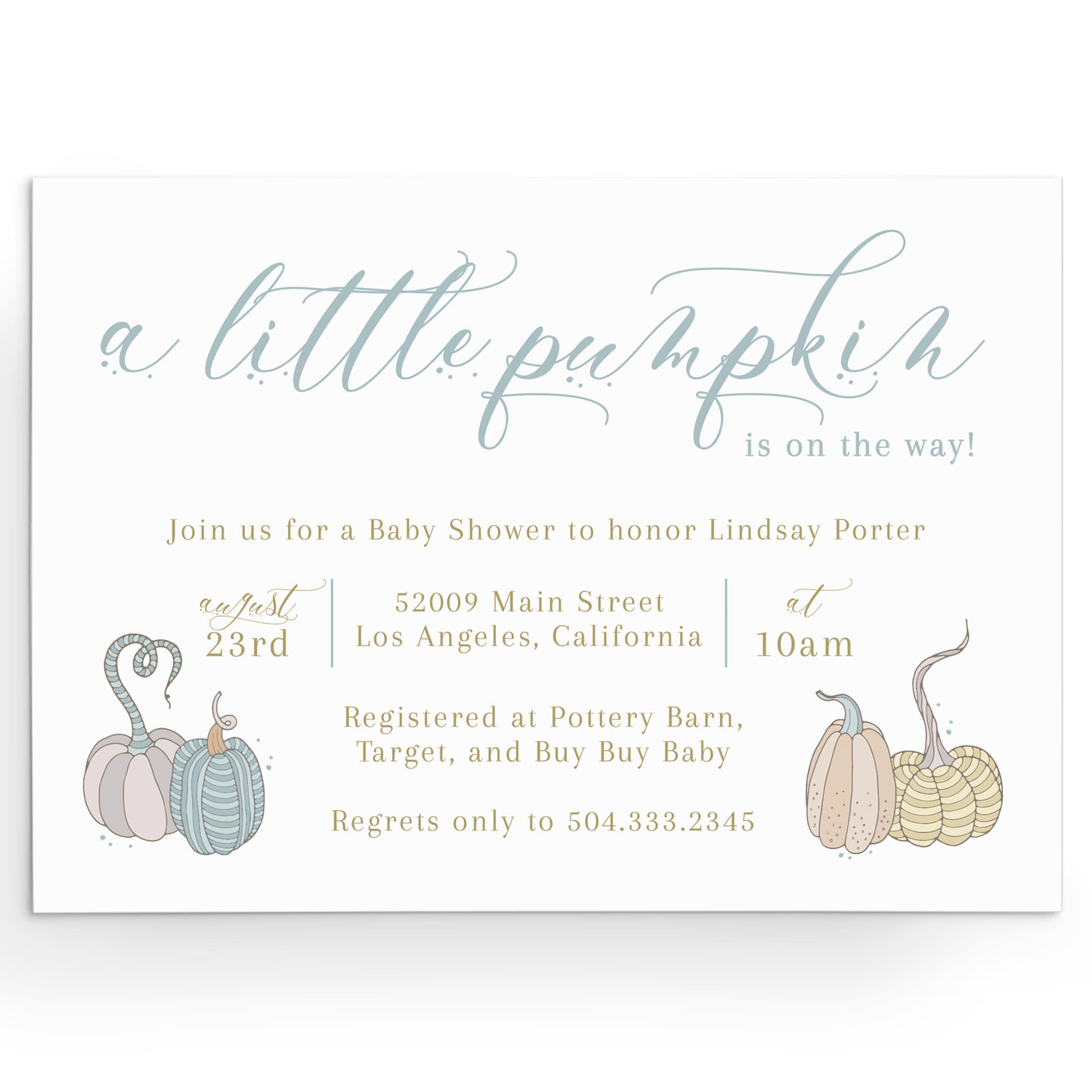 Pumpkin on the Way Baby Shower Invitation