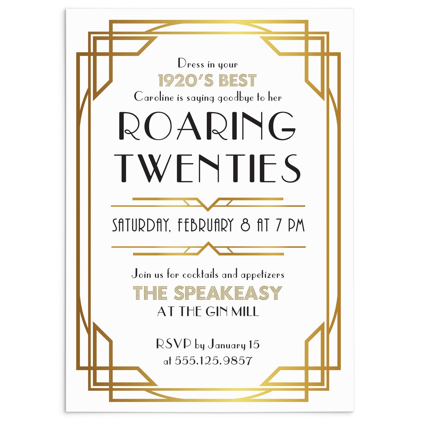 Roaring 20´s Birthday Party Invitation