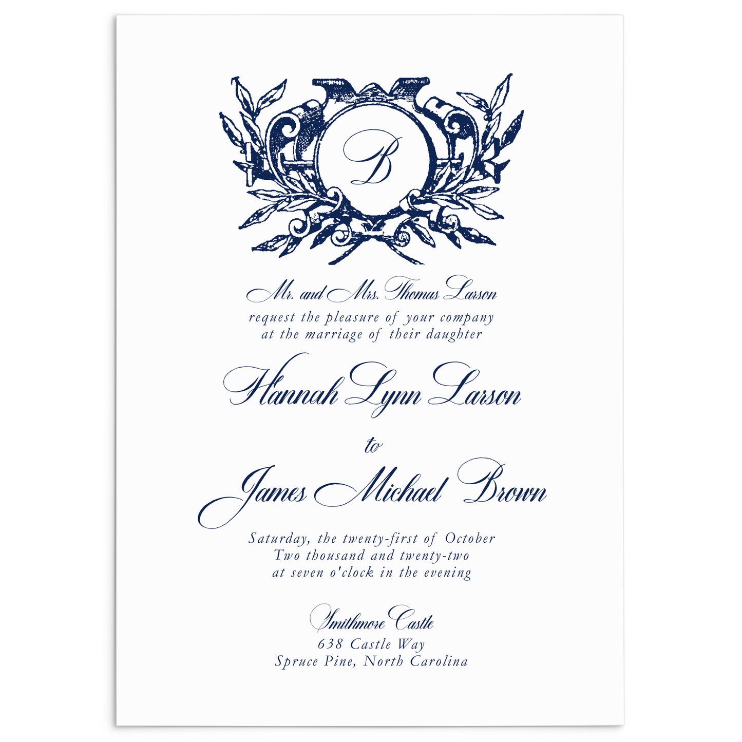 Vintage Crest Wedding Invitation