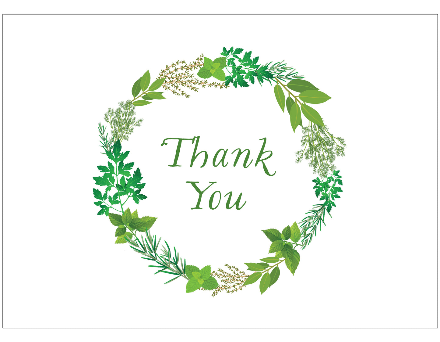 Herb Garden Wreath Thank You Postcards - Set of 10 - Idea Chíc