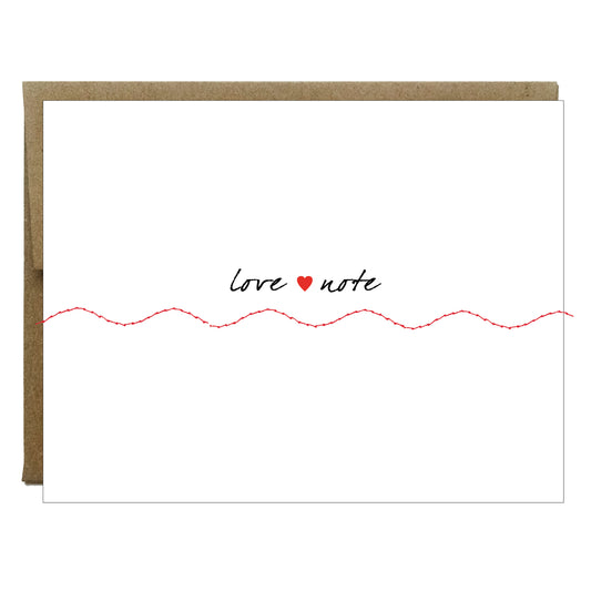 Love Note Sewn with Red Thread Greeting Card - Idea Chíc