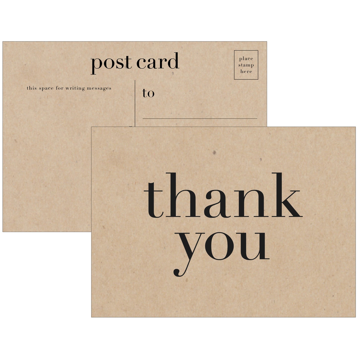 Modern Thank You Postcards | Black on Kraft Paper - Set of 10 - Idea Chíc