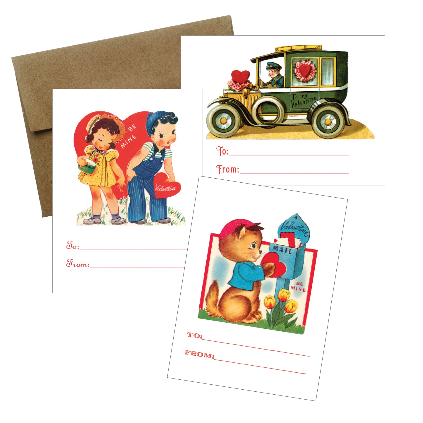 Vintage Kids Valentines - 12 pack - Idea Chíc