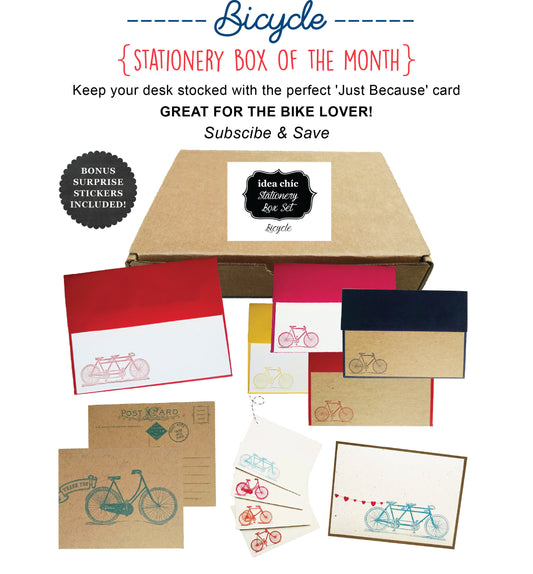 June Stationery Subscription Box Theme is Bicycle