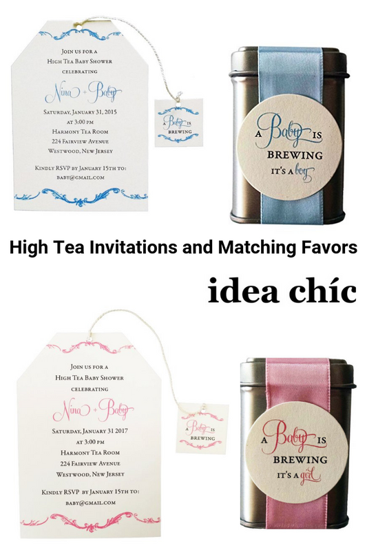 High Tea Party Invitations and Matching Favors | A Baby is Brewing