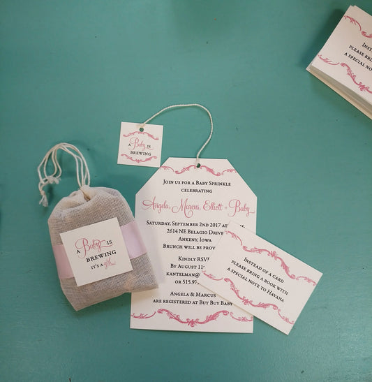 A Baby is Brewing – Baby Shower Invitations and Matching Tea or Coffee Favors