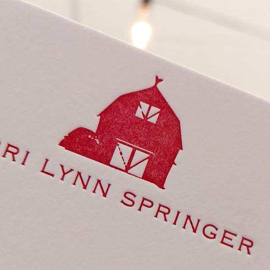 Personalized Letterpress Stationery | Red Barn Motif