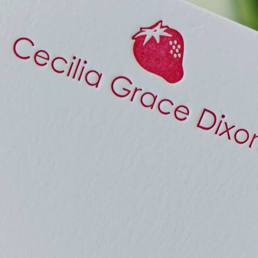 Personalized Letterpress Stationery | Red Strawberry Gift from Mother to Daughter