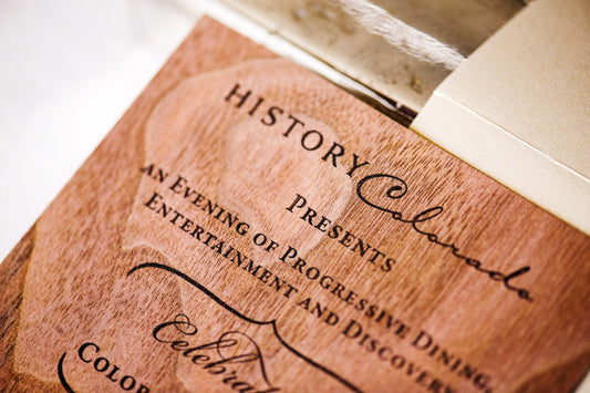 Wood Veneer Invitations for History Colorado Center Opening