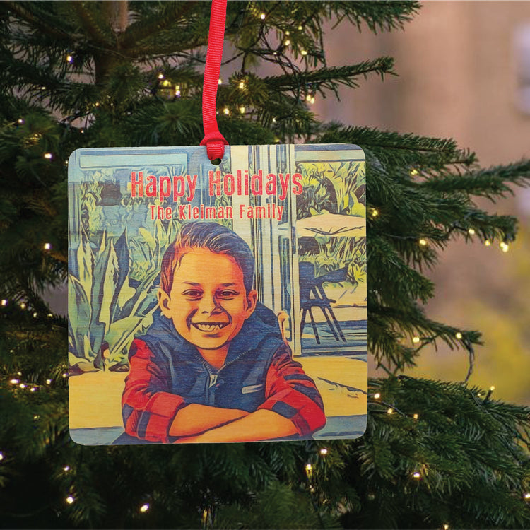 Photo Wood Veneer Christmas Cards