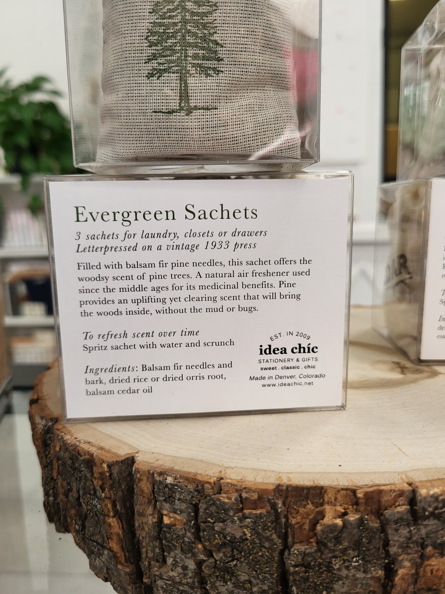 Evergreen Pine Balsam Fir Sachet - 3 Pack for Closet, garment bag or Drawer