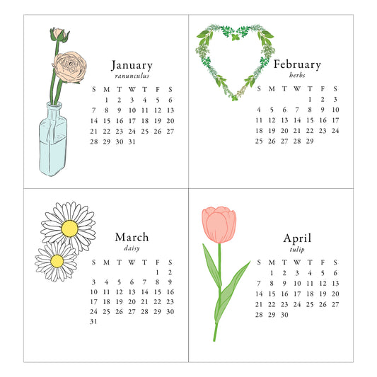 2024 Idea Chíc Botanical Mini Desk Calendar