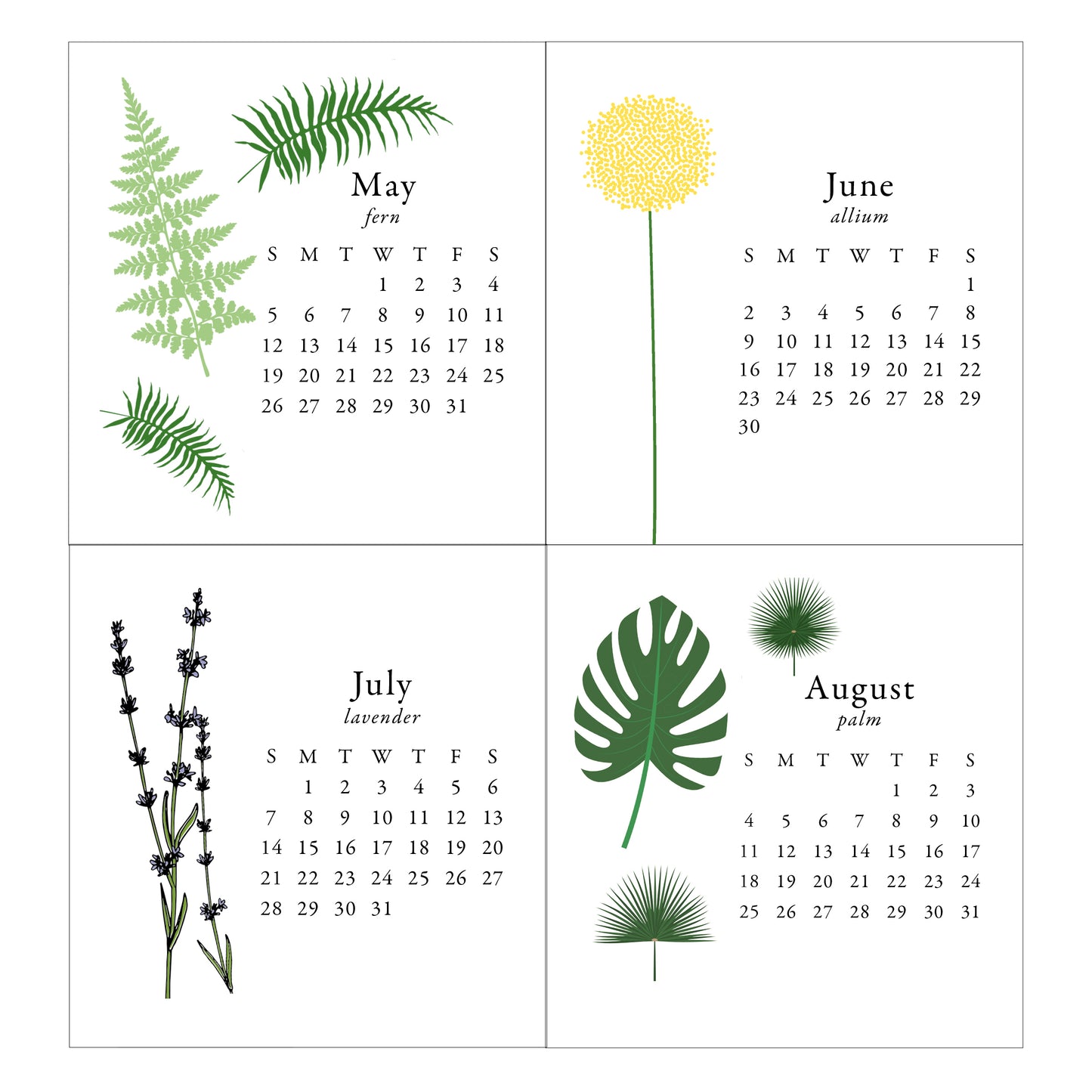 2024 Idea Chíc Botanical Mini Desk Calendar