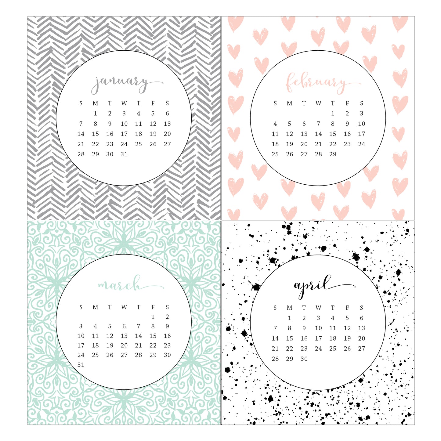 2024 Idea Chíc Patterns Mini Desk Calendar