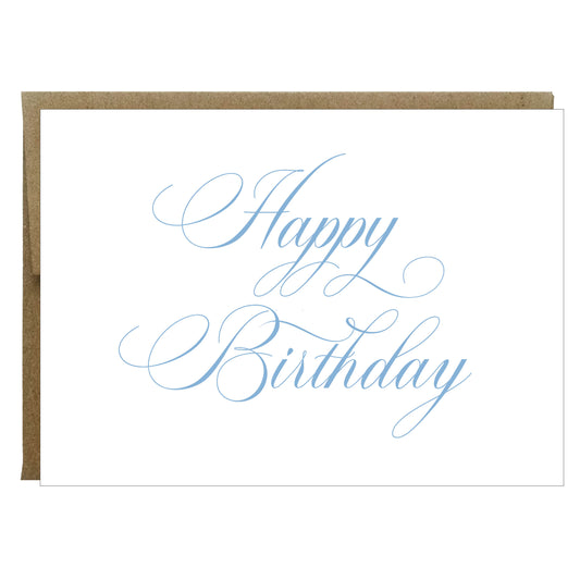 Tarjeta clásica de felicitación de feliz cumpleaños impresa con letras