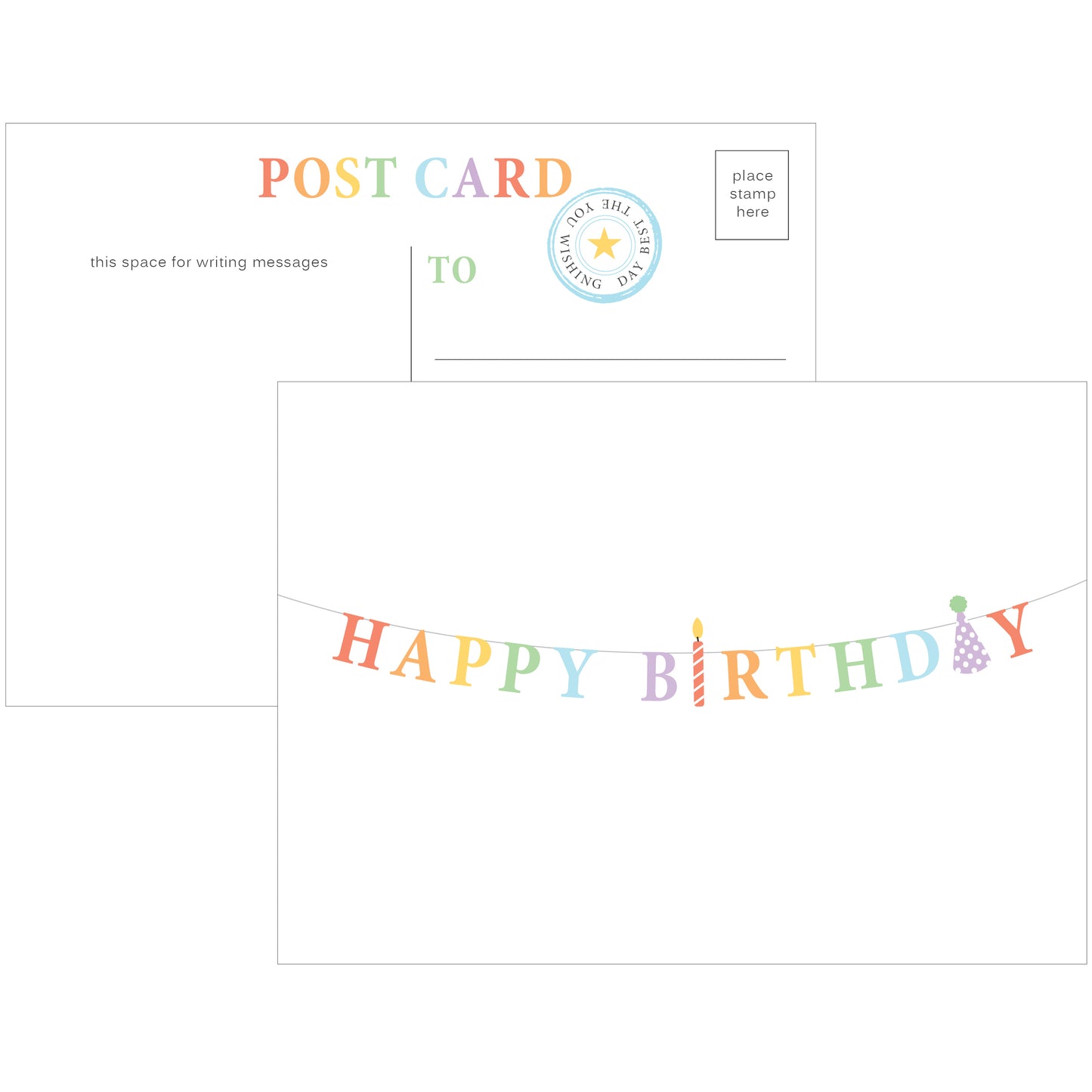 Happy Birthday Banner Postcards - Pack of 10