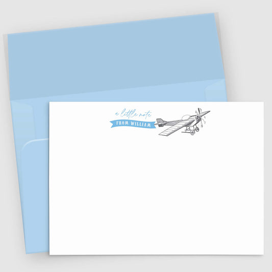Airplane Stationery for Boys | Personalized Note Cards Set of 10