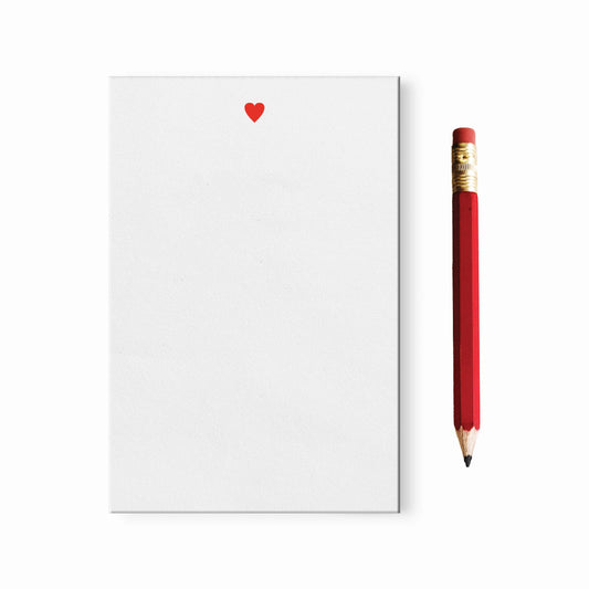 Mini Red Heart Notepad with Red Pencil