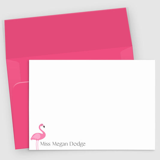 Pink Flamingo Stationery | Personalized Note Cards Set of 10