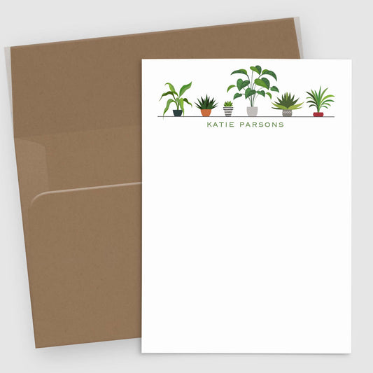 House Plant Stationery | Personalized Note Cards Set of 10