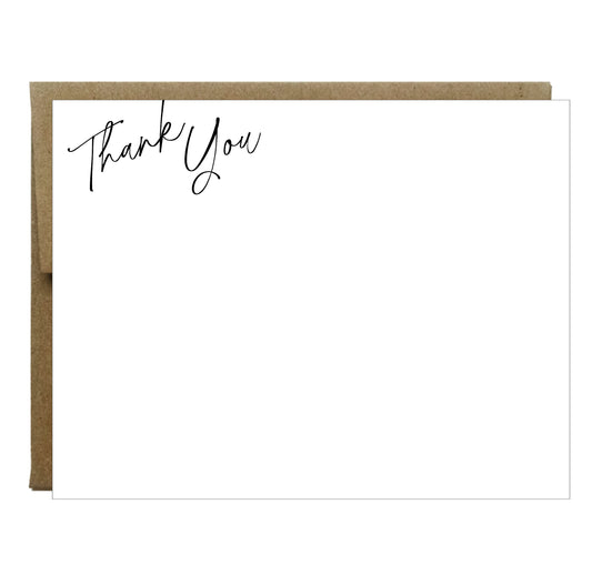 Scripted Thank You Notes Letterpress Printed - 5 pack