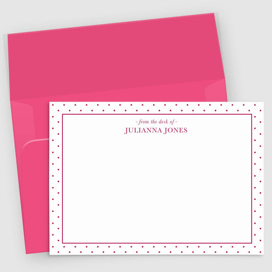 Small Polka Dot Border Stationery | Personalized Note Cards Set of 10