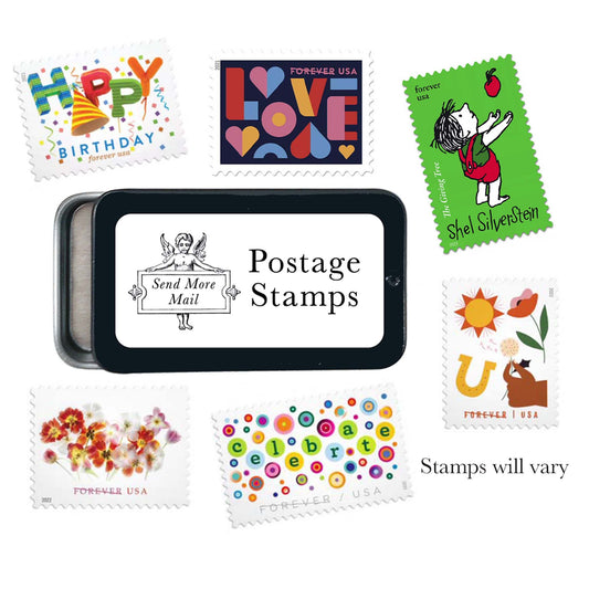 Stamp Tin with Postage Stamps
