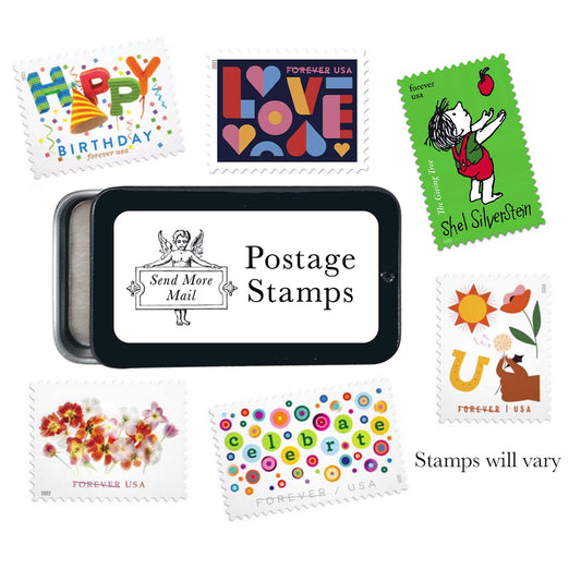 Stamp Tin with Postage Stamps