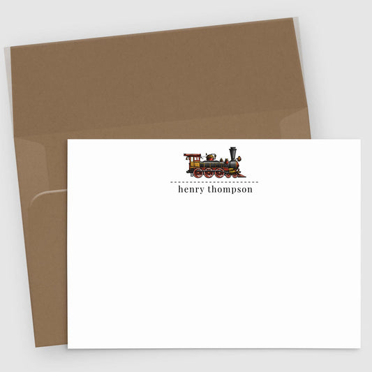 Train Stationery for Boys | Personalized Note Cards Set of 10