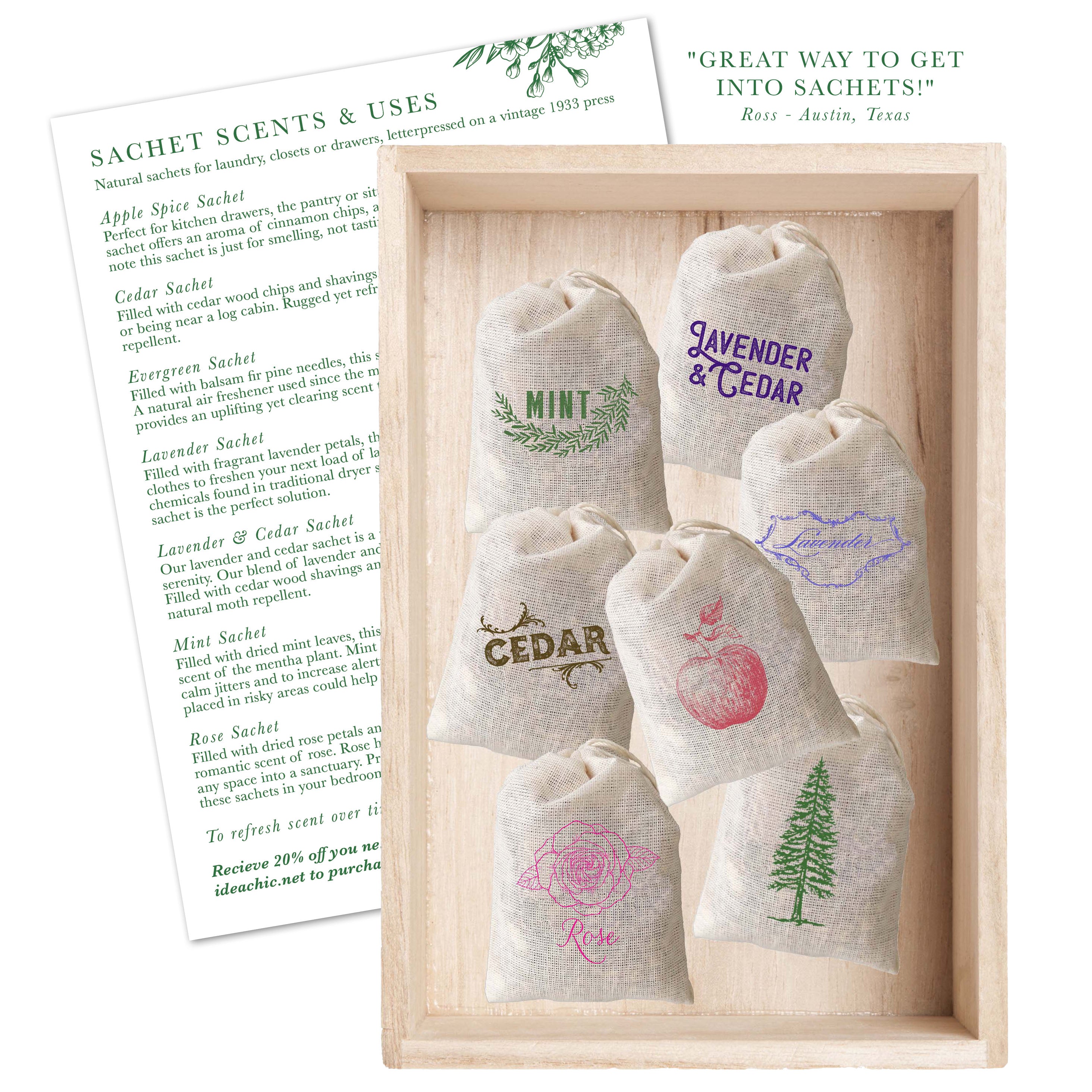 Sachet Sampler - 7 Pack for Home or Gift – Idea Chíc